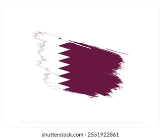 Vector design of Brush flag of QATAR on a white background, Editable Vector illustration of QATAR flag, National Day design, vector design of Qatar Brush Flag, National day of Qatar