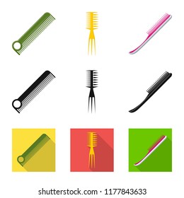 Vector design of brush and hair icon. Collection of brush and hairbrush vector icon for stock.