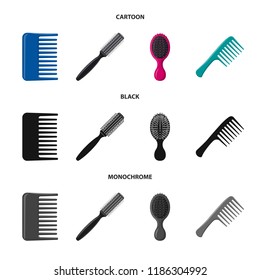 Vector design of brush and hair icon. Collection of brush and hairbrush vector icon for stock.
