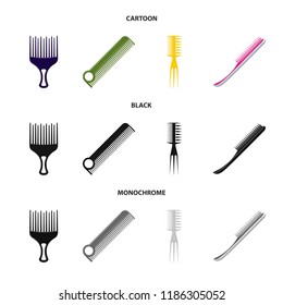 Vector design of brush and hair icon. Collection of brush and hairbrush stock symbol for web.