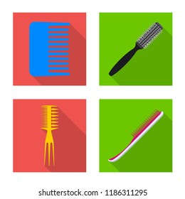 Vector design of brush and hair icon. Collection of brush and hairbrush stock symbol for web.