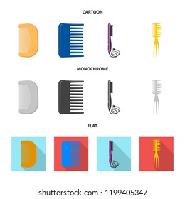 Vector design of brush and hair icon. Collection of brush and hairbrush stock vector illustration.