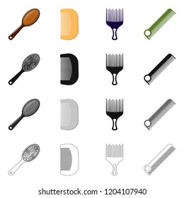 Vector design of brush and hair icon. Collection of brush and hairbrush vector icon for stock.