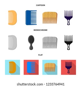 Vector design of brush and hair icon. Set of brush and hairbrush stock symbol for web.