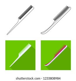 Vector design of brush and hair icon. Collection of brush and hairbrush vector icon for stock.