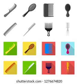 Vector design of brush and hair icon. Set of brush and hairbrush stock symbol for web.