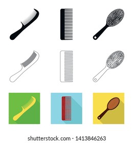 Vector design of brush and hair icon. Set of brush and hairbrush vector icon for stock.