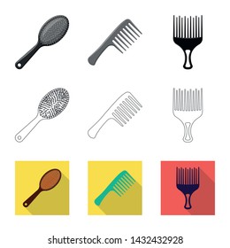 Vector design of brush and hair icon. Set of brush and hairbrush stock vector illustration.