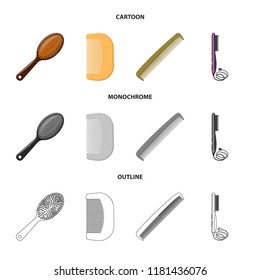 Vector design of brush and hair logo. Collection of brush and hairbrush stock symbol for web.
