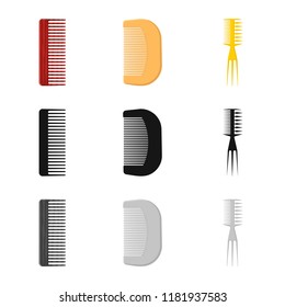 Vector design of brush and hair logo. Set of brush and hairbrush stock vector illustration.