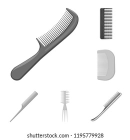 Vector design of brush and hair logo. Collection of brush and hairbrush stock symbol for web.