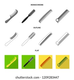 Vector design of brush and hair logo. Set of brush and hairbrush vector icon for stock.