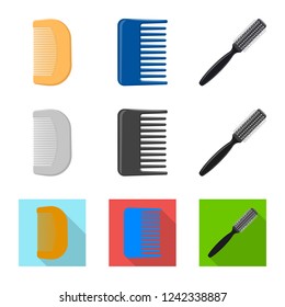 Vector design of brush and hair logo. Collection of brush and hairbrush stock vector illustration.
