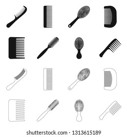 Vector design of brush and hair logo. Collection of brush and hairbrush stock symbol for web.