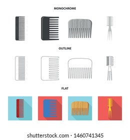 Vector design of brush and hair logo. Set of brush and hairbrush stock symbol for web.
