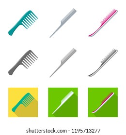 Vector design of brush and hair sign. Collection of brush and hairbrush stock vector illustration.
