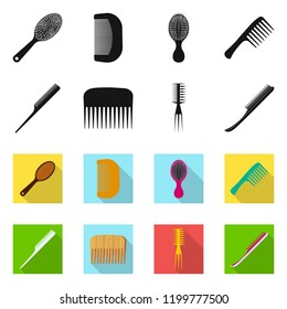 Vector design of brush and hair sign. Collection of brush and hairbrush stock vector illustration.