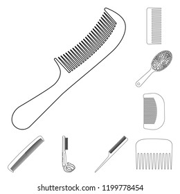 Vector design of brush and hair sign. Collection of brush and hairbrush stock vector illustration.
