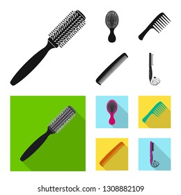 Vector design of brush and hair sign. Collection of brush and hairbrush stock vector illustration.