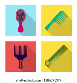 Vector design of brush and hair symbol. Set of brush and hairbrush stock symbol for web.