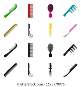 Vector design of brush and hair symbol. Set of brush and hairbrush stock symbol for web.