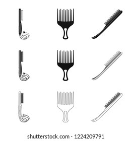 Vector design of brush and hair symbol. Set of brush and hairbrush stock vector illustration.