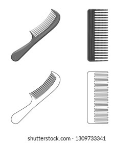 Vector design of brush and hair symbol. Set of brush and hairbrush stock vector illustration.