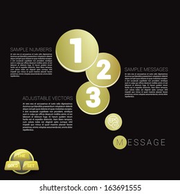 Vector design. Bubble shape golden edition of an abstract geometric simple menu with three elements for ranking, web , brochure, infographics, listing or touchscreen layout for numbering & navigation