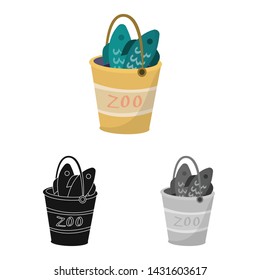 Vector design of bucket and fish logo. Set of bucket and fishing vector icon for stock.