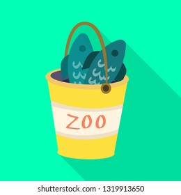 Vector design of bucket and fish  sign. Set of bucket and fishing vector icon for stock.