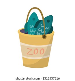 Vector design of bucket and fish  symbol. Collection of bucket and fishing stock vector illustration.