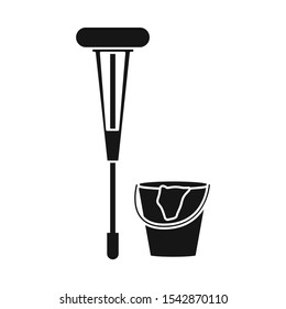 Vector design of bucket and rag logo. Web element of bucket and mop stock symbol for web.