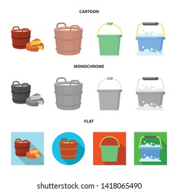 Vector design of bucket and water logo. Collection of bucket and full vector icon for stock.