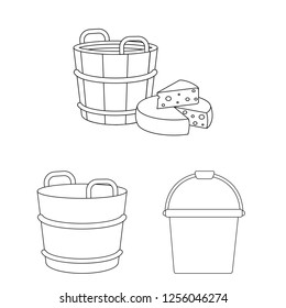 Vector design of bucket and water sign. Set of bucket and full stock symbol for web.