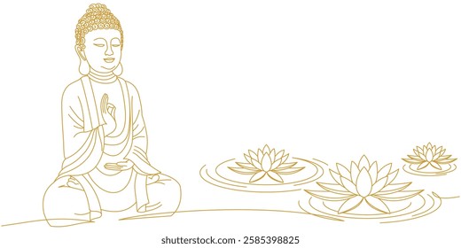 vector design of buddha and lotus flower for vesak day