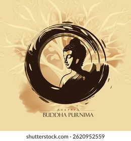 Vector design of Buddha Purnima, Beautiful background of Buddha with flowers and tree.