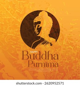 Vector design of Buddha Purnima, Beautiful background of Buddha with flowers and tree.