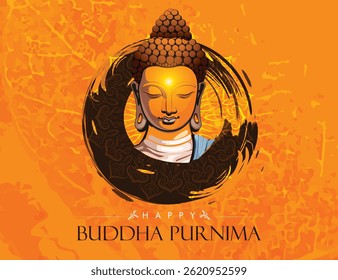 Vector design of Buddha Purnima, Beautiful background of Buddha with flowers and tree.