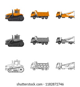 Vector design of build and construction icon. Collection of build and machinery stock vector illustration.