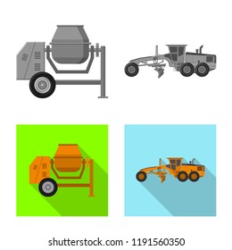 Vector design of build and construction icon. Set of build and machinery stock vector illustration.