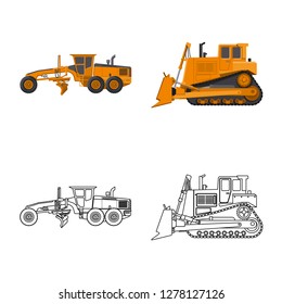 Vector design of build and construction icon. Set of build and machinery stock vector illustration.