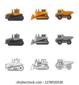 Vector design of build and construction icon. Set of build and machinery stock vector illustration.