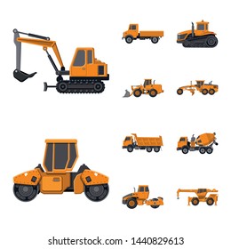 Vector design of build and construction icon. Collection of build and machinery vector icon for stock.