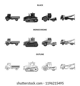 Vector design of build and construction logo. Collection of build and machinery vector icon for stock.