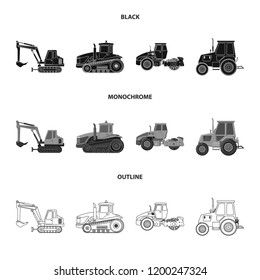 Vector design of build and construction logo. Collection of build and machinery vector icon for stock.