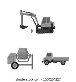 Vector design of build and construction logo. Collection of build and machinery vector icon for stock.