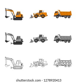 Vector design of build and construction logo. Collection of build and machinery stock vector illustration.