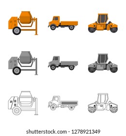 Vector design of build and construction logo. Collection of build and machinery vector icon for stock.