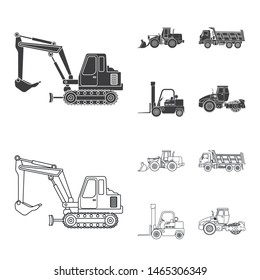 Vector design of build and construction logo. Collection of build and machinery vector icon for stock.