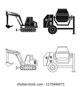 Vector design of build and construction sign. Collection of build and machinery stock vector illustration.